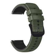 22mm Universal Mesh Two-Tone Silicone Watch Band(Army Green Black)