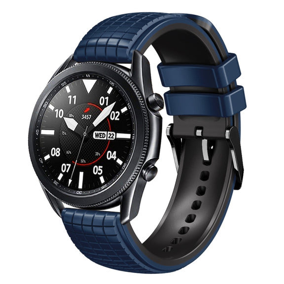 22mm Universal Mesh Two-Tone Silicone Watch Band(Dark Blue Black)