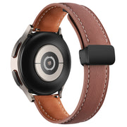22mm Folding Buckle Plain Weave Genuine Leather Watch Band(Brown+Black)