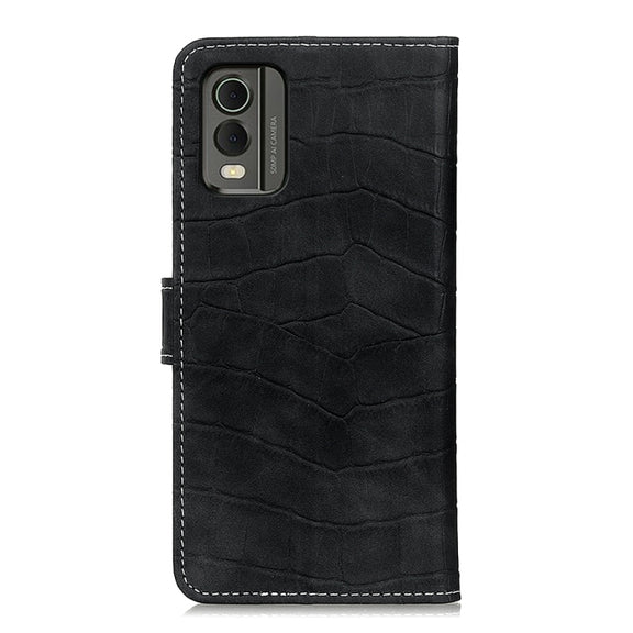For Nokia C32 4G Magnetic Crocodile Texture Horizontal Flip Leather Phone Case(Black)
