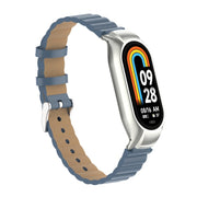 For Xiaomi Mi Band 8 Integrated Metal Case + Bamboo Leather Watch Band(Silver Grey)