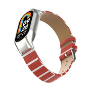 For Xiaomi Mi Band 8 Integrated Metal Case + Secondary Color Leather Watch Band(Brown)