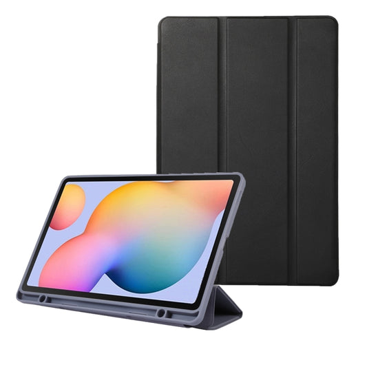For Samsung Galaxy Tab S6 Lite/Tab S6 Lite 2022 Solid Color 3-folding Leather Tablet Case(Black) - free shipping - PMC Jewellery - Order now!