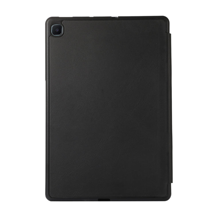 For Samsung Galaxy Tab S6 Lite/Tab S6 Lite 2022 Solid Color 3-folding Leather Tablet Case(Black)