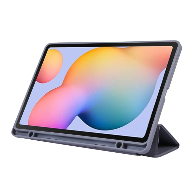 For Samsung Galaxy Tab S6 Lite/Tab S6 Lite 2022 Solid Color 3-folding Leather Tablet Case(Black) - free shipping - PMC Jewellery - Order now!