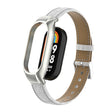 For Xiaomi Mi Band 8 Integrated Metal Case + Cocodile Texture Leather Watch Band(White) - Smart Wear by PMC TechLife | Online Shopping South Africa | PMC TechLife