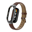 For Xiaomi Mi Band 8 Integrated Metal Case + Cocodile Texture Leather Watch Band(Brown) - Smart Wear by PMC TechLife | Online Shopping South Africa | PMC TechLife
