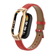 For Xiaomi Mi Band 8 Integrated Metal Case + Cocodile Texture Leather Watch Band(Red) - Smart Wear by PMC TechLife | Online Shopping South Africa | PMC TechLife