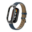 For Xiaomi Mi Band 8 Integrated Metal Case + Cocodile Texture Leather Watch Band(Blue) - Smart Wear by PMC TechLife | Online Shopping South Africa | PMC TechLife