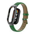 For Xiaomi Mi Band 8 Integrated Metal Case + Cocodile Texture Leather Watch Band(Green) - Smart Wear by PMC TechLife | Online Shopping South Africa | PMC TechLife