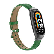 For Xiaomi Mi Band 8 Integrated Metal Case + Cocodile Texture Leather Watch Band(Green)