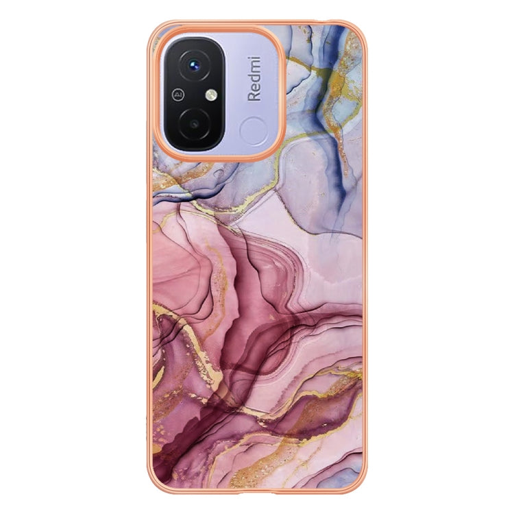 For Xiaomi Redmi 12C/11A 4G Global Electroplating Marble Dual-side IMD Phone Case(Rose Red 014) - free shipping - PMC TechLife - Order now!