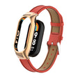 For Xiaomi Mi Band 8 Integrated Metal Case + Microfiber Sewing Leather Watch Band(Red) - Smart Wear by PMC TechLife | Online Shopping South Africa | PMC TechLife