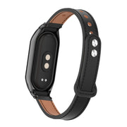 For Xiaomi Mi Band 8 Integrated Metal Case + Double Nail Microfiber Leather Watch Band(Black)