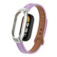 For Xiaomi Mi Band 8 Integrated Metal Case + Double Nail Microfiber Leather Watch Band(Pink Purple) - Smart Wear by PMC TechLife | Online Shopping South Africa | PMC TechLife