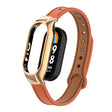 For Xiaomi Mi Band 8 Integrated Metal Case + Double Nail Microfiber Leather Watch Band(Orange) - Smart Wear by PMC TechLife | Online Shopping South Africa | PMC TechLife