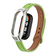 For Xiaomi Mi Band 8 Integrated Metal Case + Double Nail Microfiber Leather Watch Band(Grass Green) - Smart Wear by PMC TechLife | Online Shopping South Africa | PMC TechLife