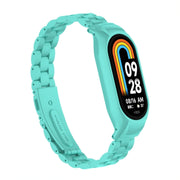 For Xiaomi Mi Band 8 Integrated Metal Case + Three-bead Watch Band(Tiffany Blue)