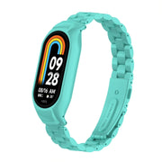 For Xiaomi Mi Band 8 Integrated Metal Case + Three-bead Watch Band(Tiffany Blue)