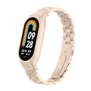 For Xiaomi Mi Band 8 Integrated Metal Case + Three-bead Watch Band(Lotus Pink)