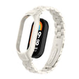For Xiaomi Mi Band 8 Integrated Metal Case + Three-bead Watch Band(Beige) - Smart Wear by PMC TechLife | Online Shopping South Africa | PMC TechLife