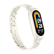 For Xiaomi Mi Band 8 Integrated Metal Case + Three-bead Watch Band(Beige)