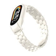 For Xiaomi Mi Band 8 Integrated Metal Case + Three-bead Watch Band(Beige)
