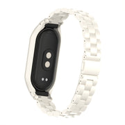 For Xiaomi Mi Band 8 Integrated Metal Case + Three-bead Watch Band(Beige)