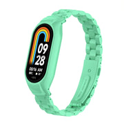 For Xiaomi Mi Band 8 Integrated Metal Case + Three-bead Watch Band(Blue Sea)