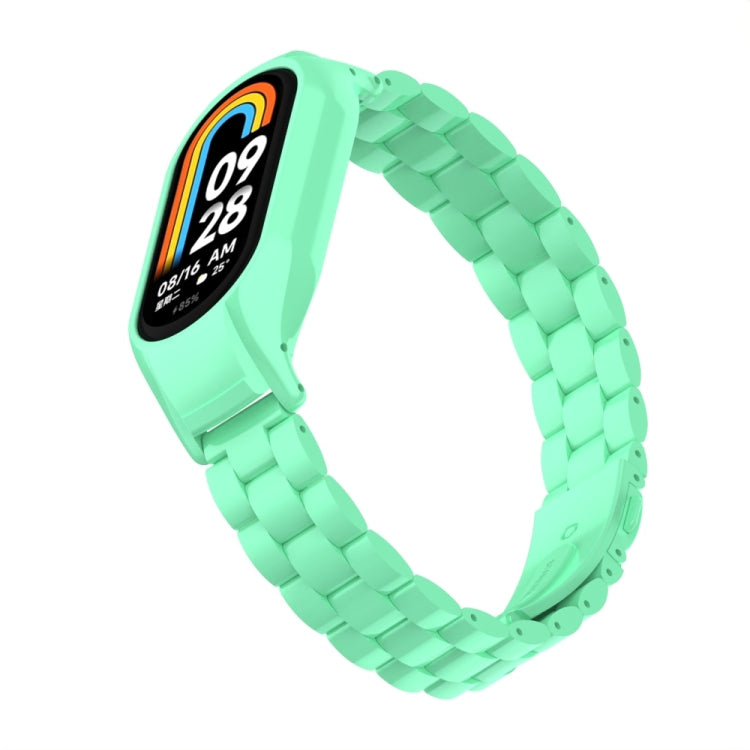 For Xiaomi Mi Band 8 Integrated Metal Case + Three-bead Watch Band(Blue Sea)