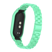 For Xiaomi Mi Band 8 Integrated Metal Case + Three-bead Watch Band(Blue Sea)