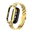 For Xiaomi Mi Band 8 Integrated Metal Case + Three-bead Watch Band(Gold) - Smart Wear by PMC TechLife | Online Shopping South Africa | PMC TechLife