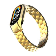 For Xiaomi Mi Band 8 Integrated Metal Case + Three-bead Watch Band(Gold)