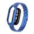 For Xiaomi Mi Band 8 Integrated Metal Case + Three-bead Watch Band(Blue) - Smart Wear by PMC TechLife | Online Shopping South Africa | PMC TechLife