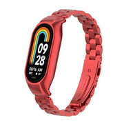For Xiaomi Mi Band 8 Integrated Metal Case + Three-bead Watch Band(Red)