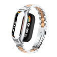 For Xiaomi Mi Band 8 Integrated Metal Case + Three-bead Watch Band(Silver+Rose Gold) - Smart Wear by PMC TechLife | Online Shopping South Africa | PMC TechLife