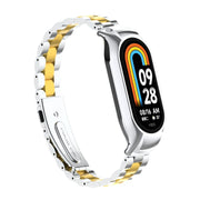 For Xiaomi Mi Band 8 Integrated Metal Case + Three-bead Watch Band(Silver+Gold)