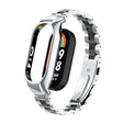 For Xiaomi Mi Band 8 Integrated Metal Case + Three-bead Watch Band(Silver+Black) - Smart Wear by PMC TechLife | Online Shopping South Africa | PMC TechLife