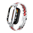 For Xiaomi Mi Band 8 Integrated Metal Case + Three-bead Watch Band(Silver+Red) - Smart Wear by PMC TechLife | Online Shopping South Africa | PMC TechLife