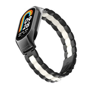 For Xiaomi Mi Band 8 Integrated Metal Case + Three-bead Watch Band(Black+White)