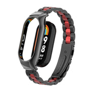 For Xiaomi Mi Band 8 Integrated Metal Case + Three-bead Watch Band(Black+Red)