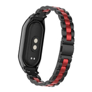 For Xiaomi Mi Band 8 Integrated Metal Case + Three-bead Watch Band(Black+Red)
