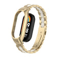 For Xiaomi Mi Band 8 Integrated Metal Case + Three-bead Watch Band(Champagne+White) - Smart Wear by PMC TechLife | Online Shopping South Africa | PMC TechLife