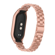 For Xiaomi Mi Band 8 Integrated Metal Case + Three-bead Watch Band(Rose Red)