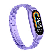 For Xiaomi Mi Band 8 Integrated Metal Case + Three-bead Watch Band(Hyun Purple)