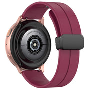 20mm Universal Flat Head Groove Folding Black Buckle Silicone Watch Band(Wine Red)