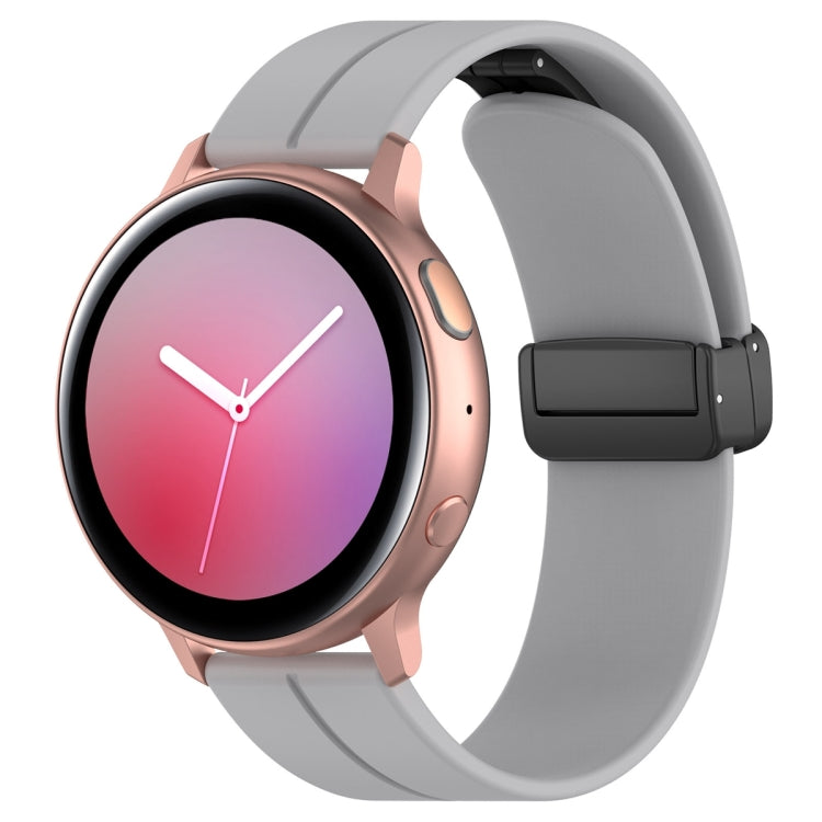 20mm Universal Flat Head Groove Folding Black Buckle Silicone Watch Band(Light Grey) - Smart Wear by PMC TechLife | Online Shopping South Africa | PMC TechLife