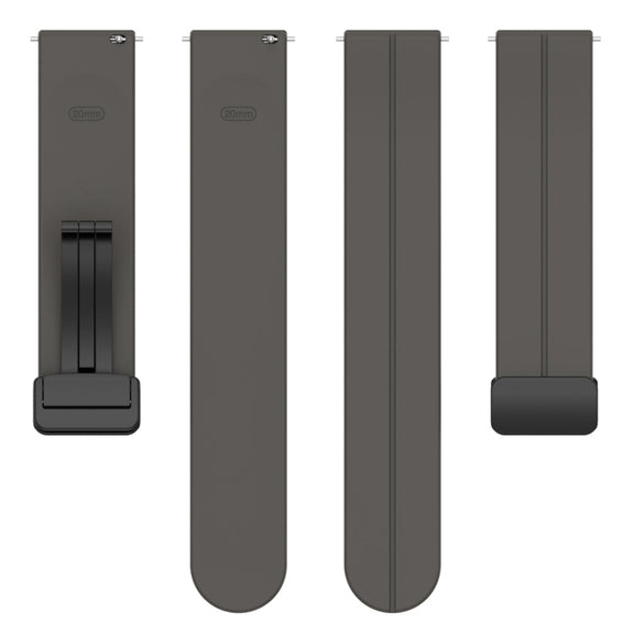 20mm Universal Flat Head Groove Folding Black Buckle Silicone Watch Band(Space Grey)