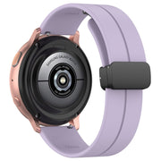 20mm Universal Flat Head Groove Folding Black Buckle Silicone Watch Band(Purple)