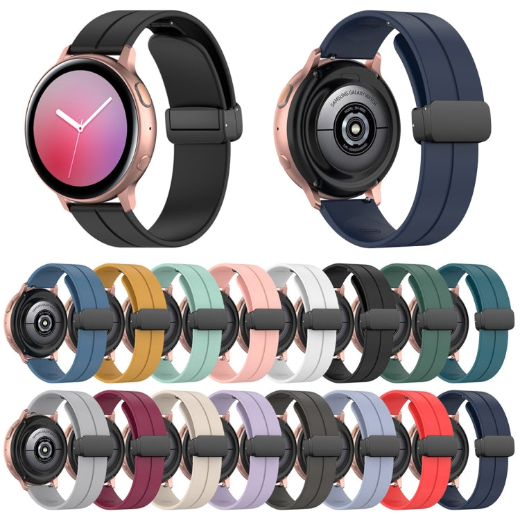 22mm Universal Flat Head Groove Folding Black Buckle Silicone Watch Band(White) - Smart Wear by PMC TechLife | Online Shopping South Africa | PMC TechLife